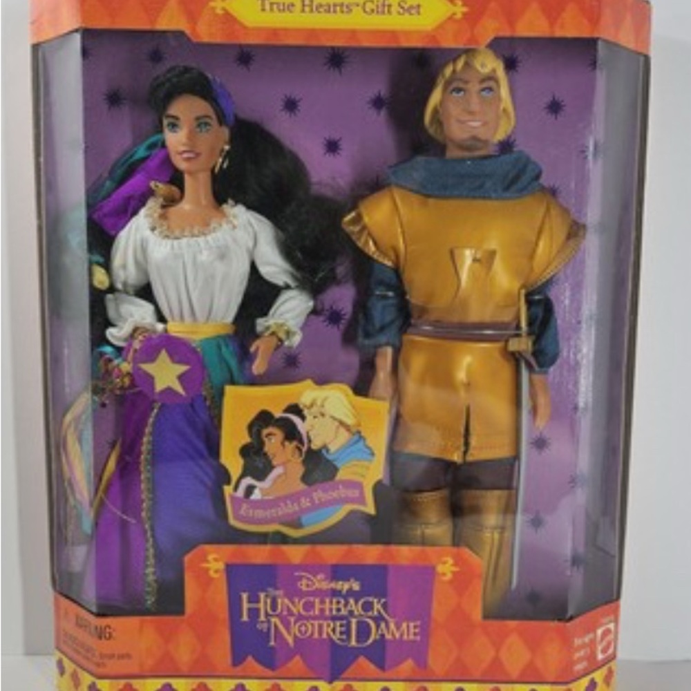 Disney Hunchback of Notre Dame Esmeralda and Phoebus Barbie Dolls- New/Unused